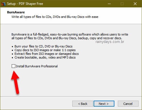 pdfshaper crapware na instalação