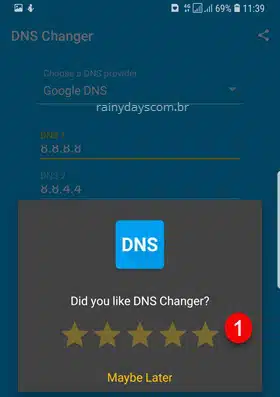 Dar notas para app DNS Changer para poder usar