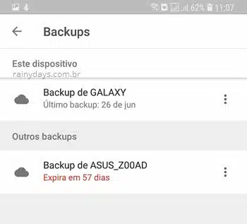 Excluir backups do Android pelo app Google Drive