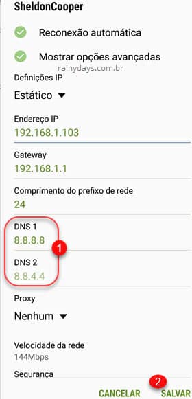 Usar Google DNS no Android Wifi