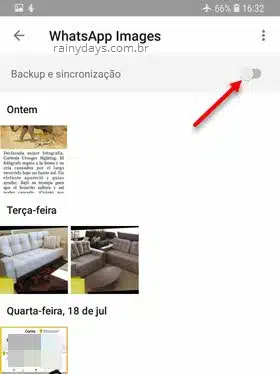 Desativar backup e sincronização do WhatsApp no Google Fotos