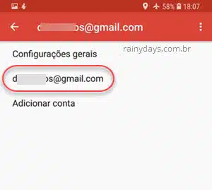 email configurações do Gmail app