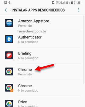 Chrome instalar apps desconhecidos Android