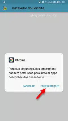 smartphone não tem permissão para instalar apps deconhecidos desta fonte Chrome Android