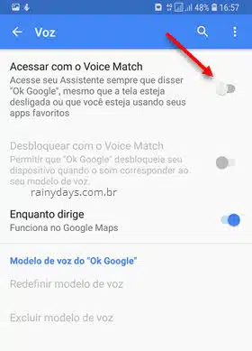 Acessar com Voice Match Google Assistente