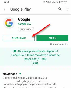 Atualizar Google app Android