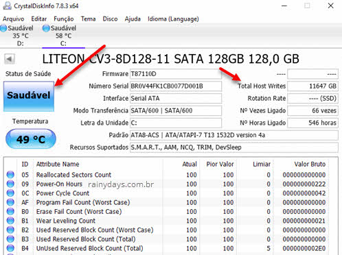 Janela Crystal Disk Mark, como saber se SSD está com problemas