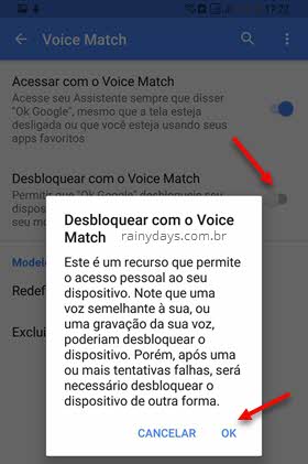 Desbloquear com Voice Match Google Assistente