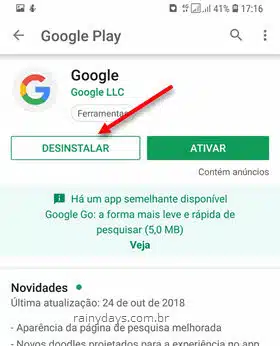 desinstalar Google app Google Play