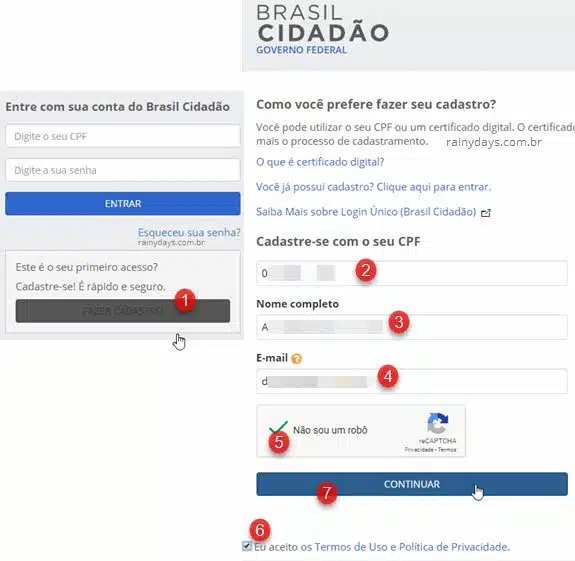 Cadastro Brasil Cidadão Portal Serviços emitir certificado internacional