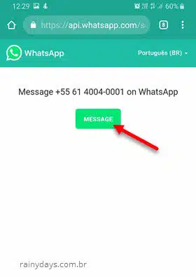 Usando Wa.me serviço WhatsApp para iniciar conversa sem adicionar contatos