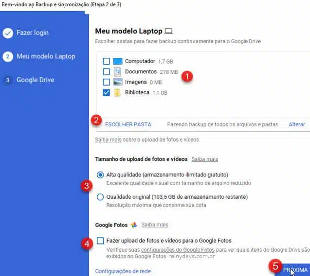 Backup e sincronização Google Drive no Windows