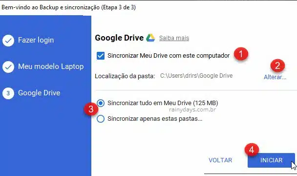Sincronizar Meu Drive com este computador app Google Drive Windows