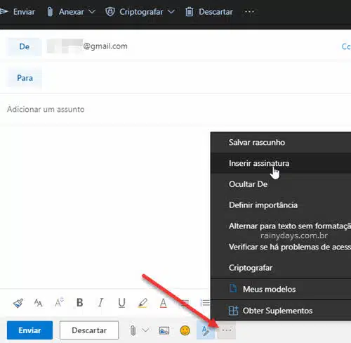 INserir assinatura no email do Outlook web