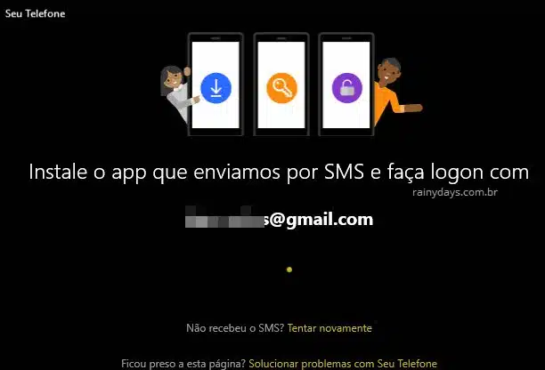Instale o app que enviamos por SMS no celular