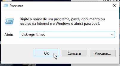 Abrir Gerenciamento de disco no Windows pelo Executar