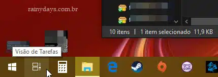 ícone Visão de Tarefas na barra de tarefas do Windows
