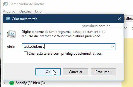 Abrir Agendador de Tarefas pelo Gerenciador de Tarefas do Windows