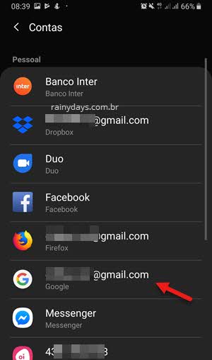 contas email Google Android