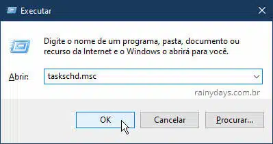 taskschd abrir Agendador de Tarefas pelo Executar do Windows
