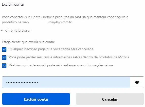 Como excluir conta Firefox Mozilla