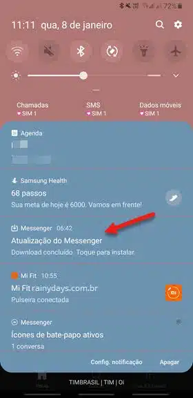 notificação vírus Atualização do Messenger toque para instalar