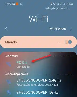 celular conectado na rede ethernet do windows hotspot móvel