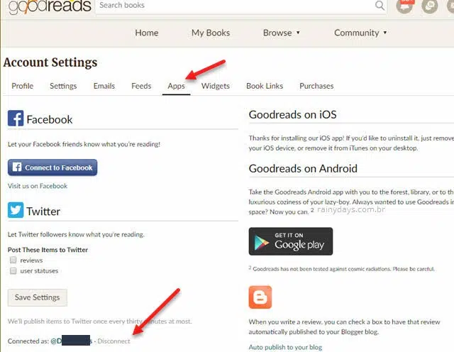 Como desconectar sites e apps do Goodreads