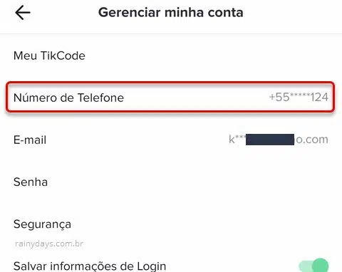 Como remover número de celular do TikTok?