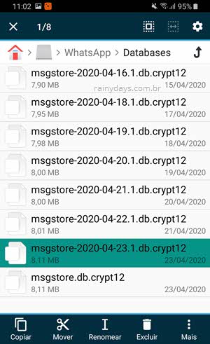 salvar banco de dados do WhatsApp Android db.crypt12