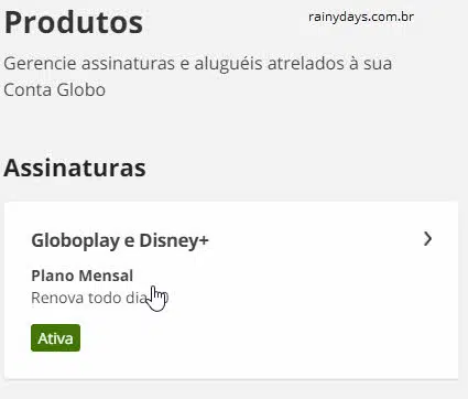 Gerenciar assinaturas e aluguéis conta Globo