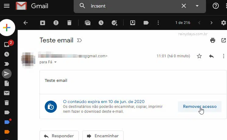 Remover acesso ao email confidencial no Gmail