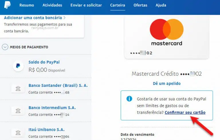 Como verificar cartão de crédito no PayPal