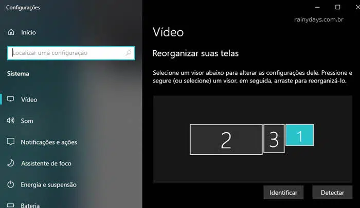 Configurações de vídeo no Windows vários monitores