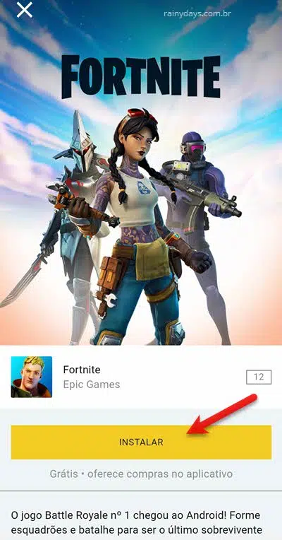 Instalar Fortnite pelo app da Epic Games