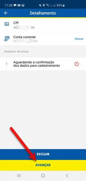 Confirmar chave Pix no app BB Banco do Brasil