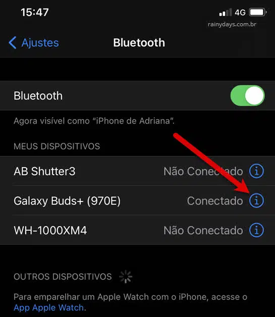 ajustes Bluetooth dispositivos iPhone