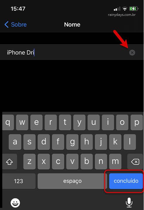 alterar nome do iPhone Bluetooth WiFi