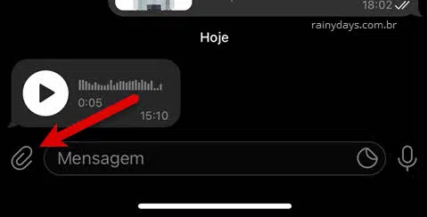 caixa de texto ícone clips Telegram iPhone