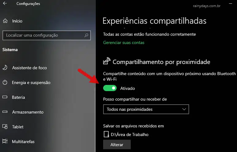 Como usar compartilhamento por proximidade do Windows 10