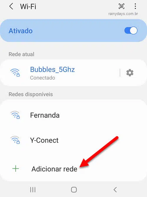 adicionar rede WiFi no Android