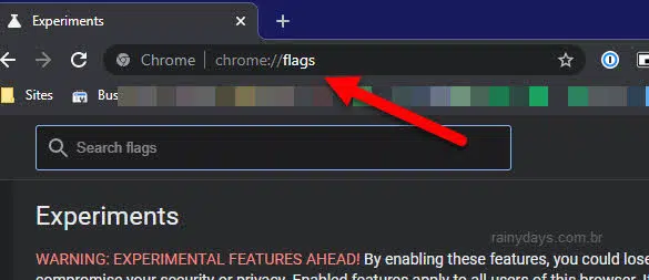 Chrome://flags abrir recursos experimentais Chrome