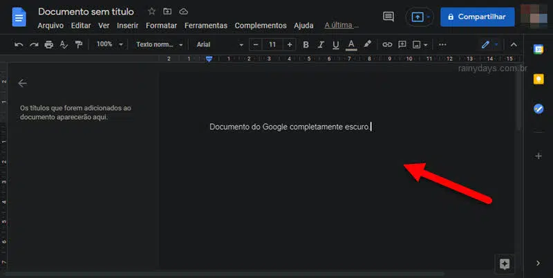 Como ativar modo escuro no Google Docs e deixar o documento escuro