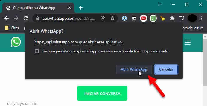 Abrir WhatsApp iniciar conversa pelo link Wa.me