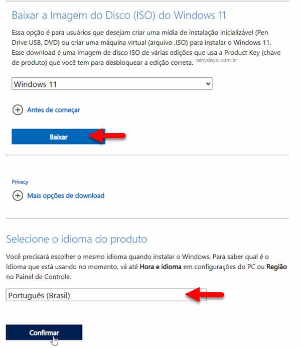 Baixar imagem ISO do Windows 11 pelo site Microsoft
