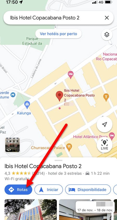 Verificar rota para local específico no Google Maps