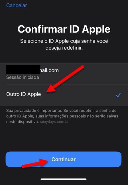 App Suporte da Apple confirmar ID