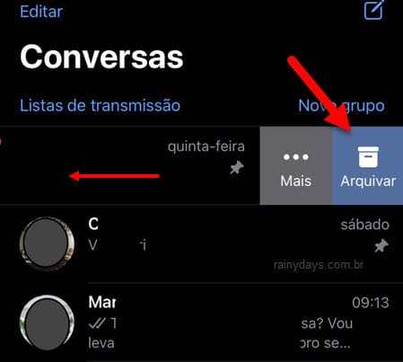 Como arquivar conversa no WhatsApp iPhone