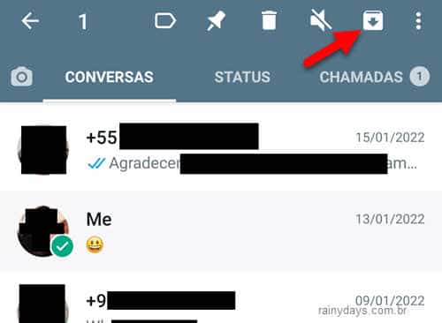 Como arquivar e desarquivar conversas no Whastapp Android