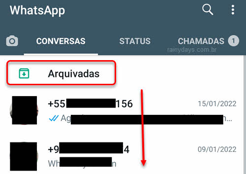 Conversas arquivadas WhatsApp Android